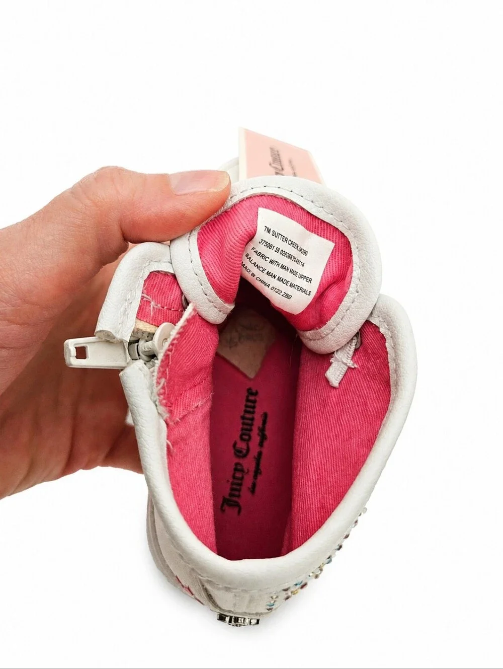 Juicy Couture Sutter Creek Rainbow Rhinestone High-Top Sneakers – Girls Size 7M
